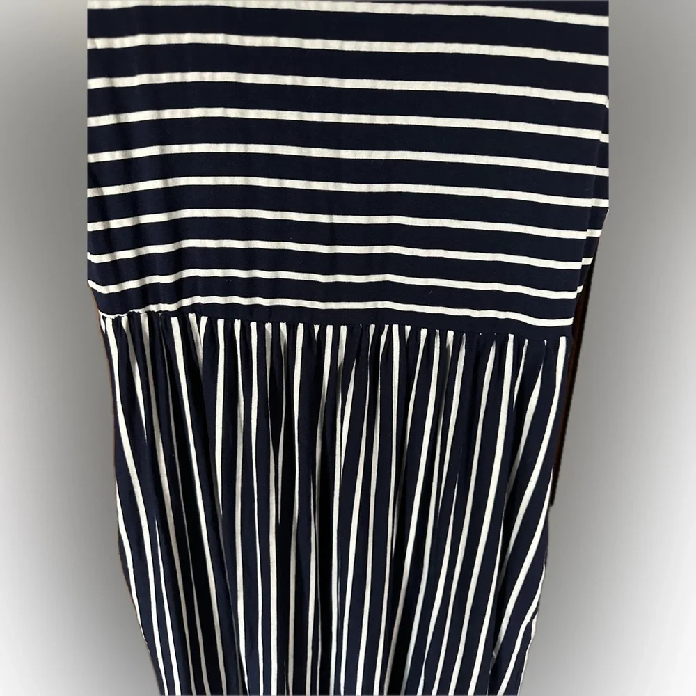 Merokeety Navy Striped Midi Dress Blue White Size M - Picture 2 of 5